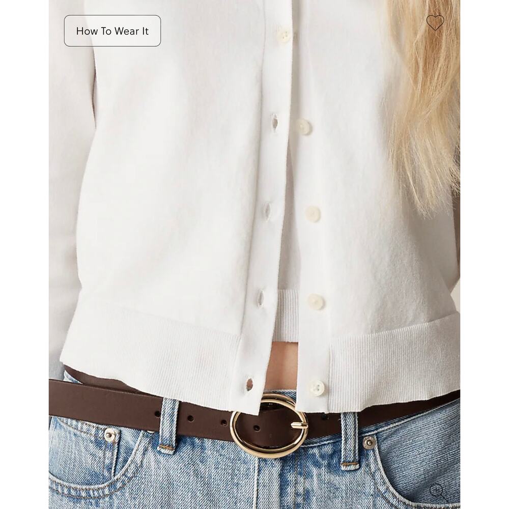 J. Crew Jackie cardigan in premium ultra-fine cotton blend in White NWT Small - Picture 3 of 7
